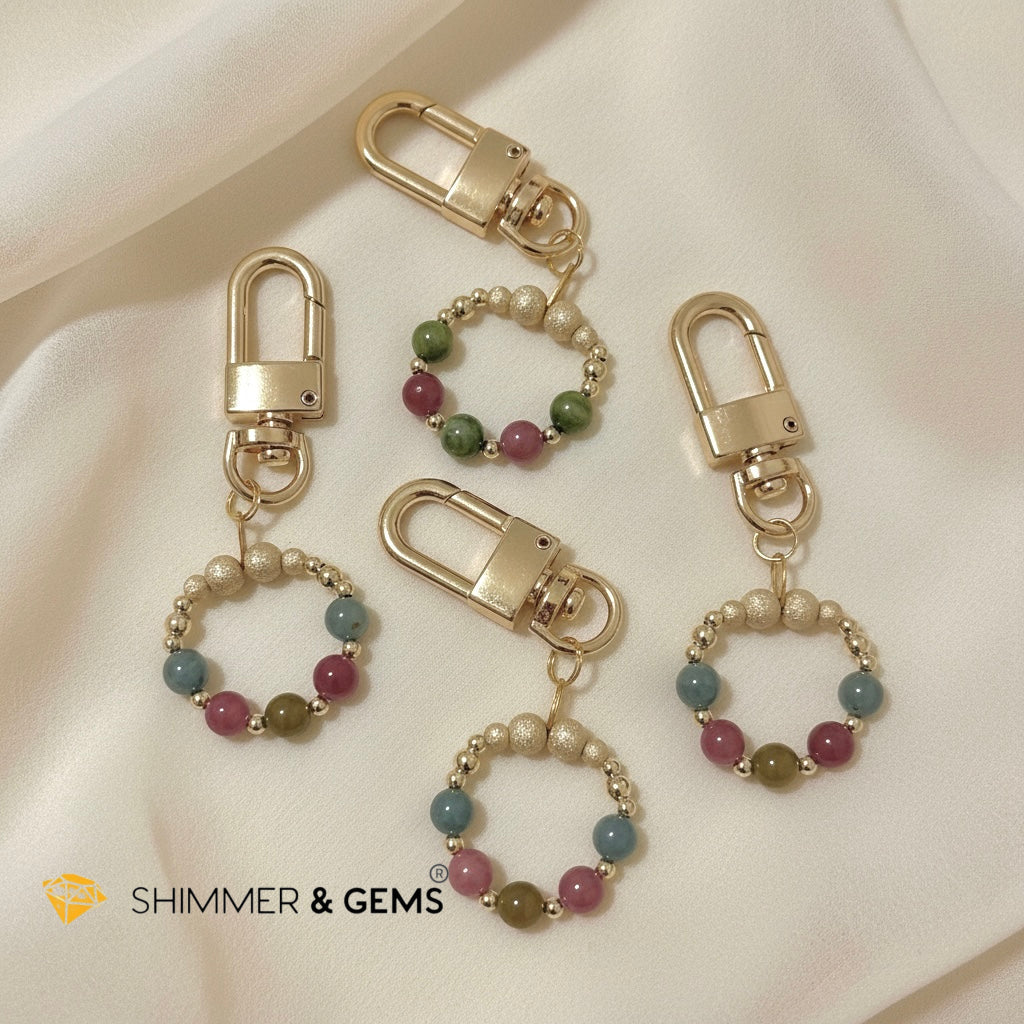 Macaron Tourmaline Stress Release Bag Charm in 14k Gold Filled by Audrey