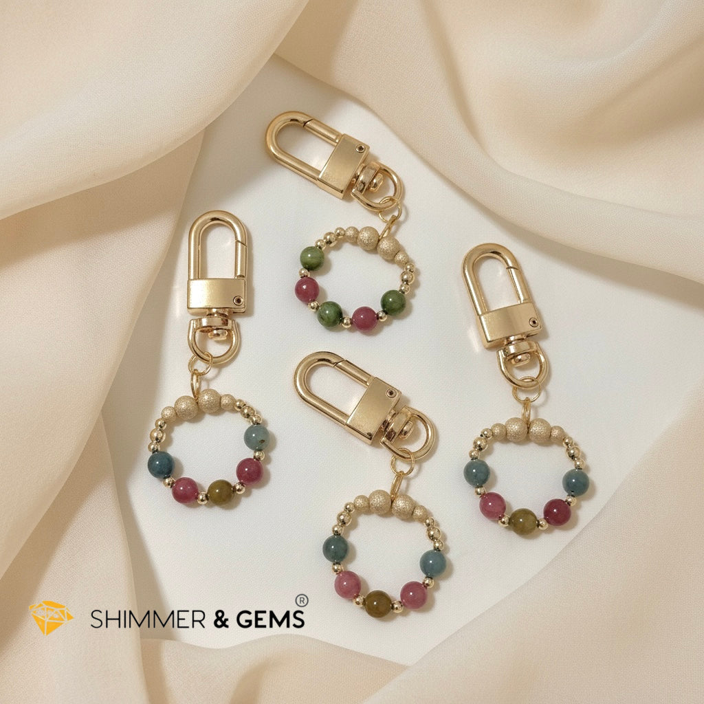 Macaron Tourmaline Stress Release Bag Charm in 14k Gold Filled by Audrey