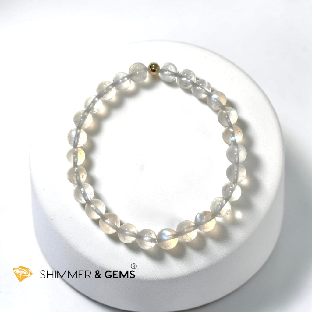 Madagascar Shiny Rainbow Moonstone Premium Grade 6mm (Limited Stocks) Rare