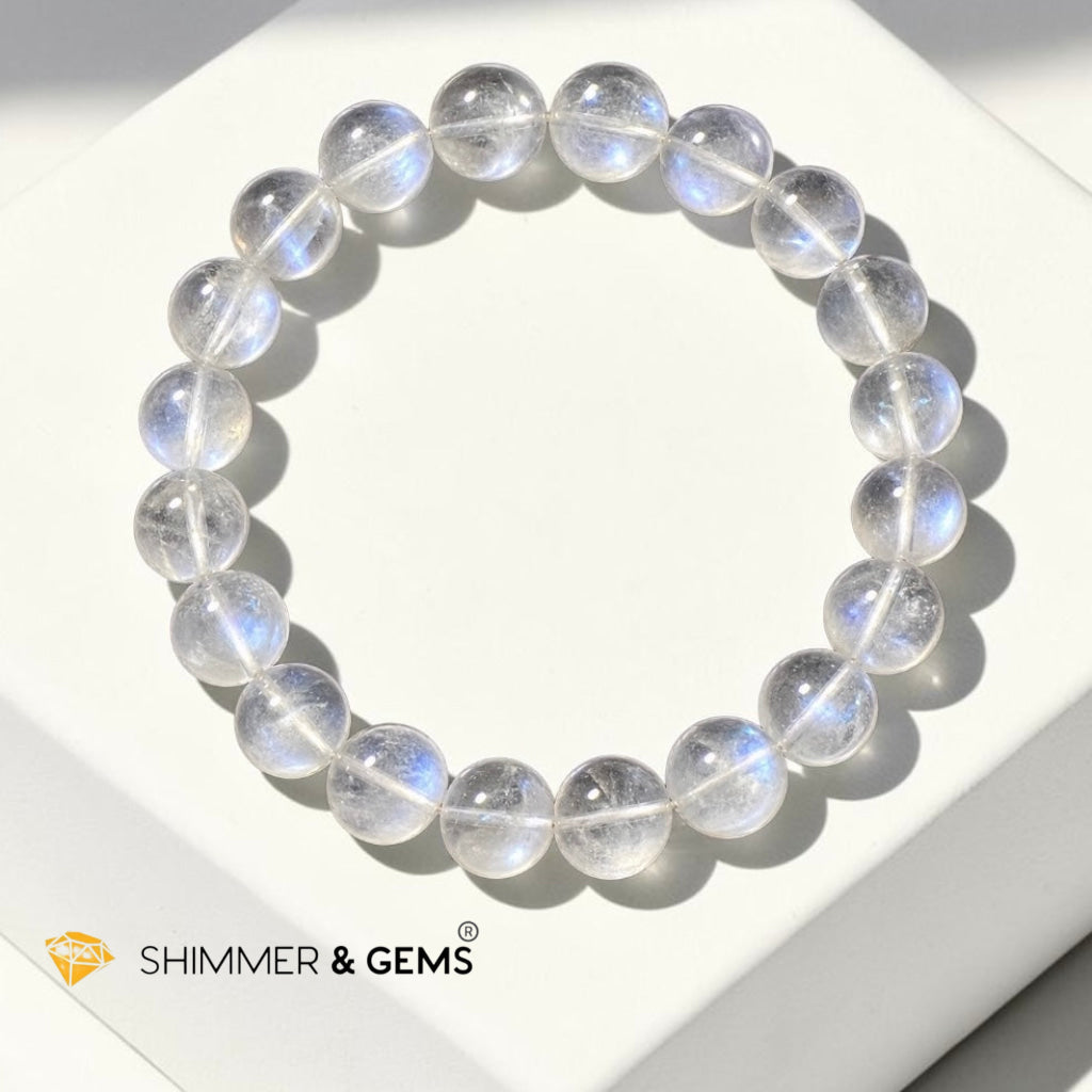 Madagascar Shiny Rainbow Moonstone Premium Grade 8mm Bracelet (Rare)