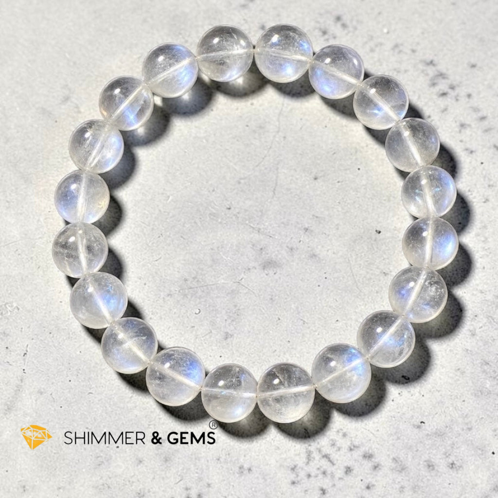 Madagascar Shiny Rainbow Moonstone Premium Grade 8mm Bracelet (Rare)