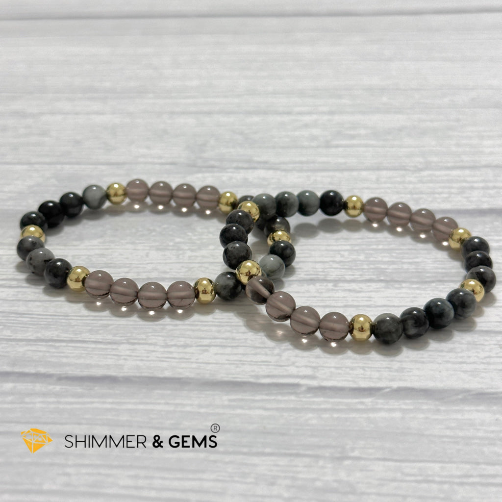 Magic and Protection Remedy Bracelet (Hawk’s Eye, Smoky Quartz & Black Moonstone 6mm +14k gold filled)