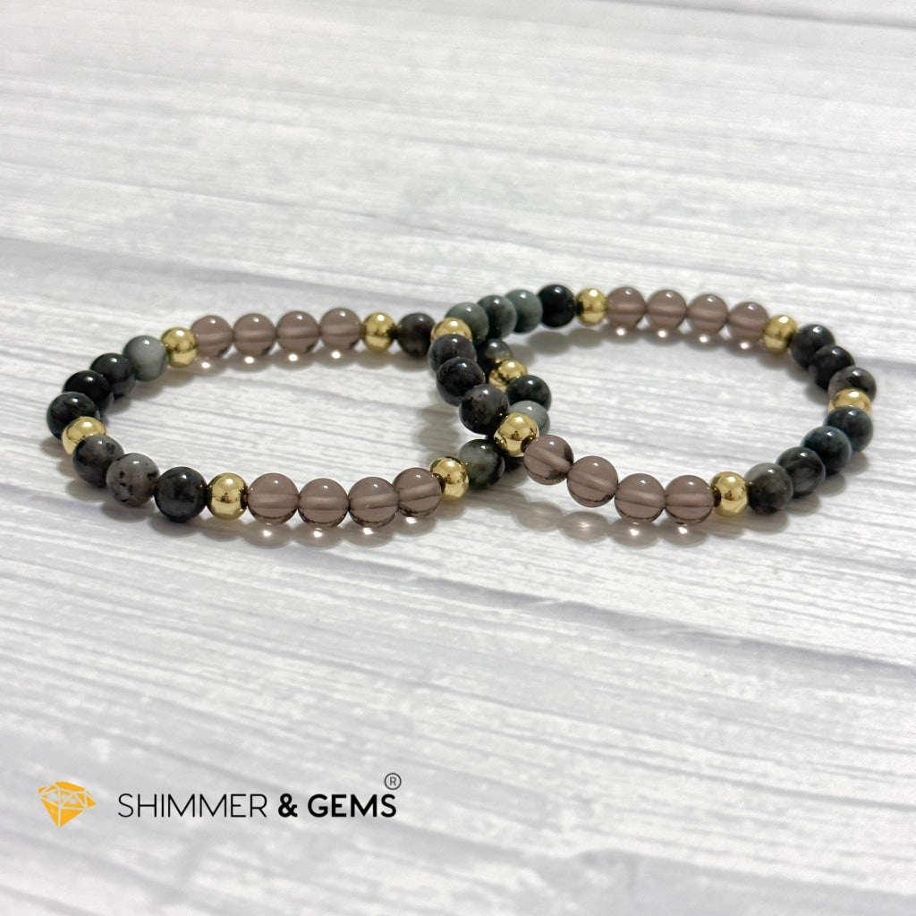 Magic and Protection Remedy Bracelet (Hawk’s Eye, Smoky Quartz & Black Moonstone 6mm +14k gold filled)