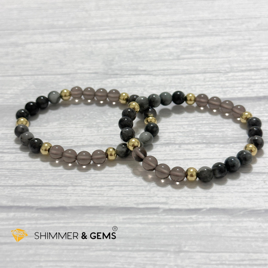 Magic and Protection Remedy Bracelet (Hawk’s Eye, Smoky Quartz & Black Moonstone 6mm +14k gold filled)