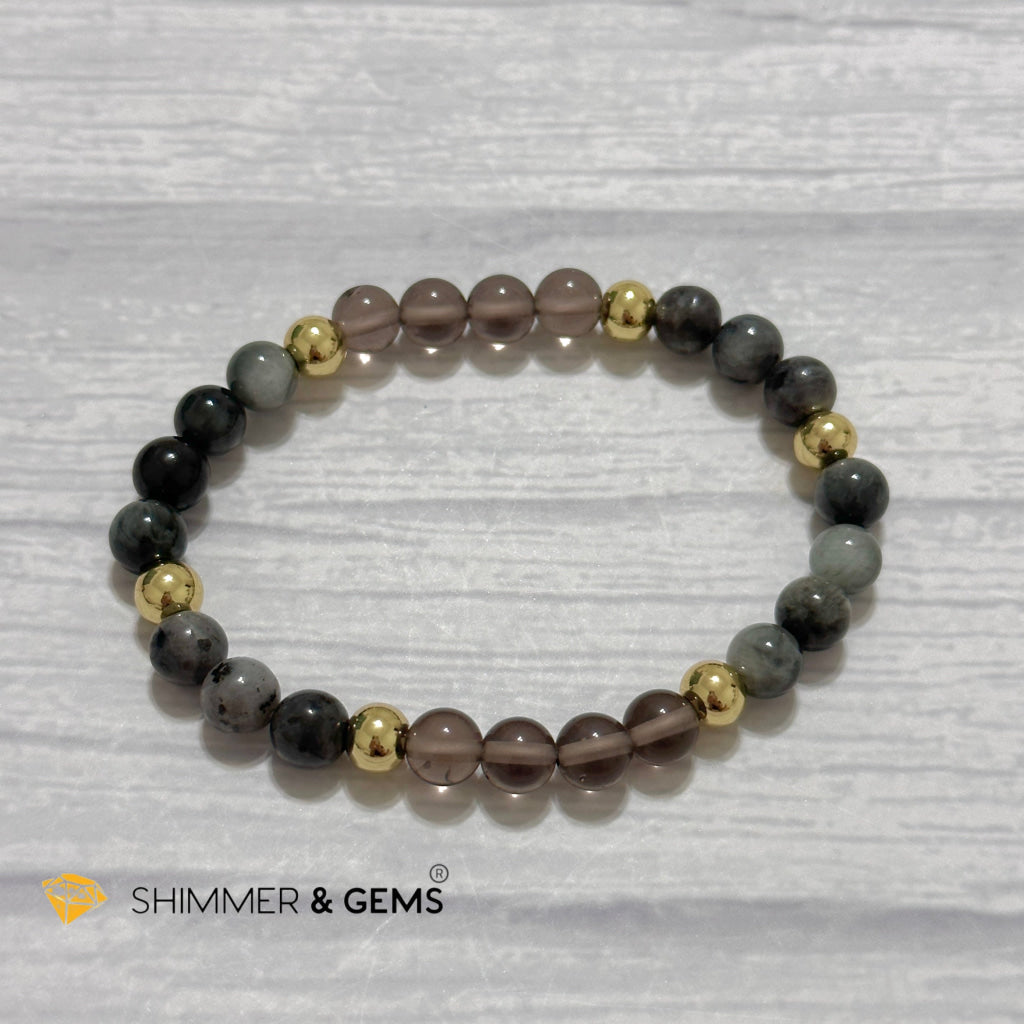 Magic and Protection Remedy Bracelet (Hawk’s Eye, Smoky Quartz & Black Moonstone 6mm +14k gold filled)