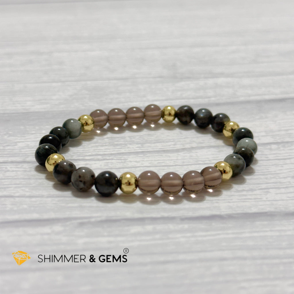 Magic and Protection Remedy Bracelet (Hawk’s Eye, Smoky Quartz & Black Moonstone 6mm +14k gold filled)