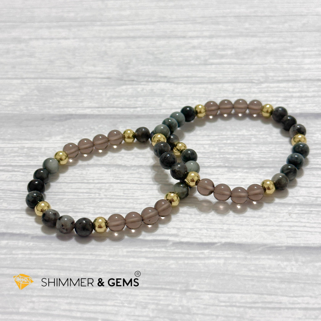 Magic and Protection Remedy Bracelet (Hawk’s Eye, Smoky Quartz & Black Moonstone 6mm +14k gold filled)