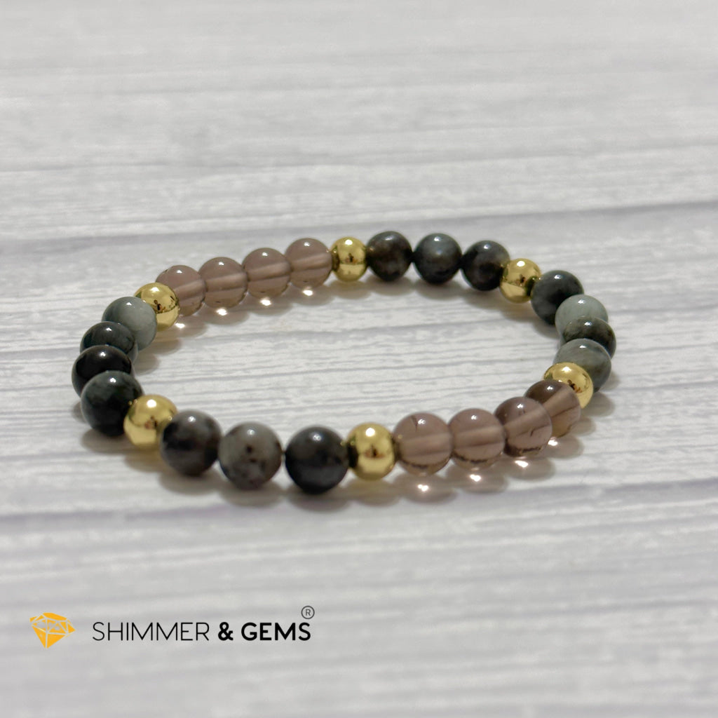 Magic and Protection Remedy Bracelet (Hawk’s Eye, Smoky Quartz & Black Moonstone 6mm +14k gold filled)