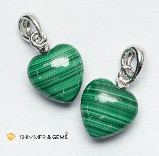 Malachite 10mm Heart 925 Silver Pendant (Career Growth)