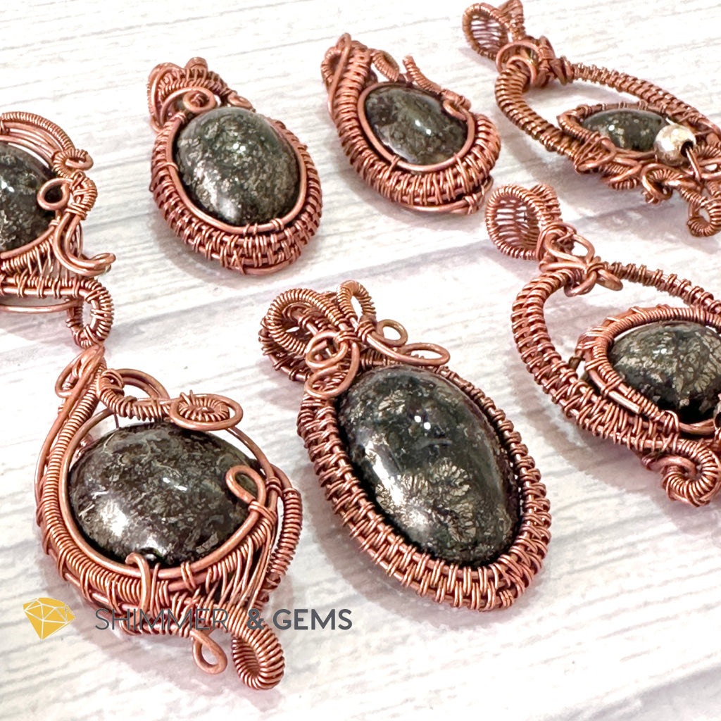 Marcasite (Silver Pyrite) Wire-wrapped Pendant (40-50mm)