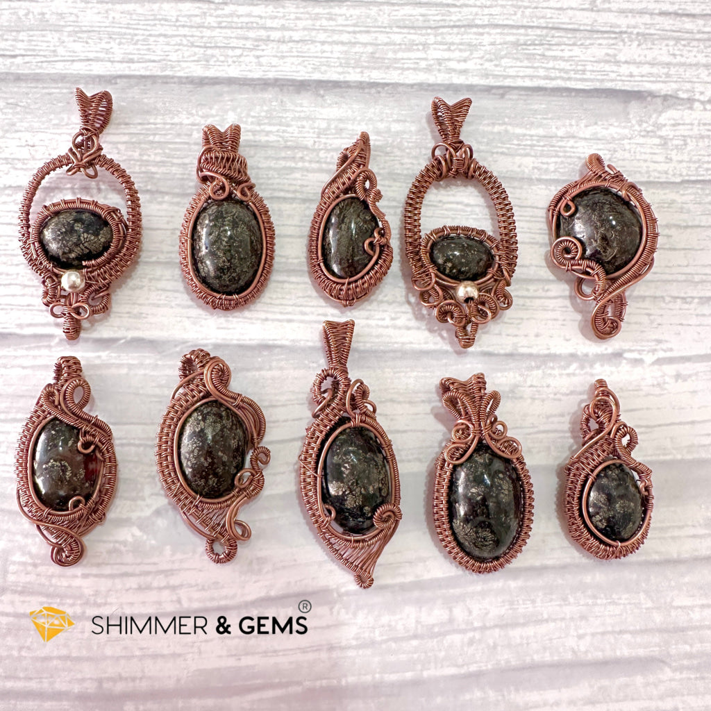 Marcasite (Silver Pyrite) Wire-wrapped Pendant (40-50mm)