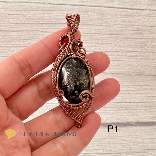Marcasite (Silver Pyrite) Wire-wrapped Pendant (40-50mm)