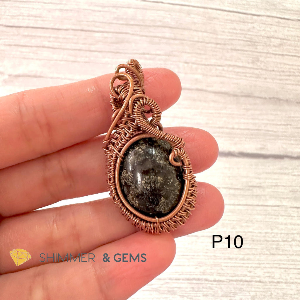 Marcasite (Silver Pyrite) Wire-wrapped Pendant (40-50mm)