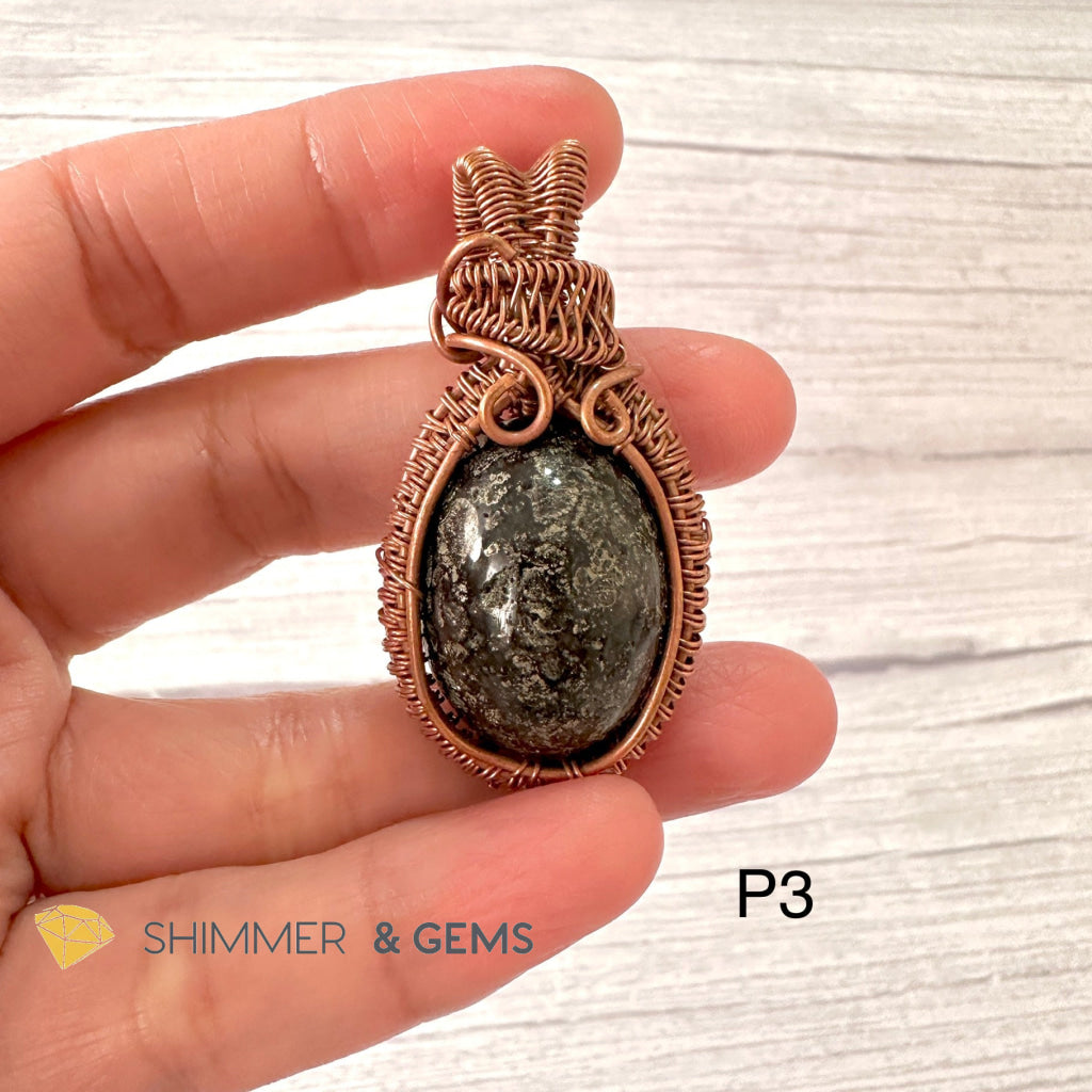 Marcasite (Silver Pyrite) Wire-wrapped Pendant (40-50mm)