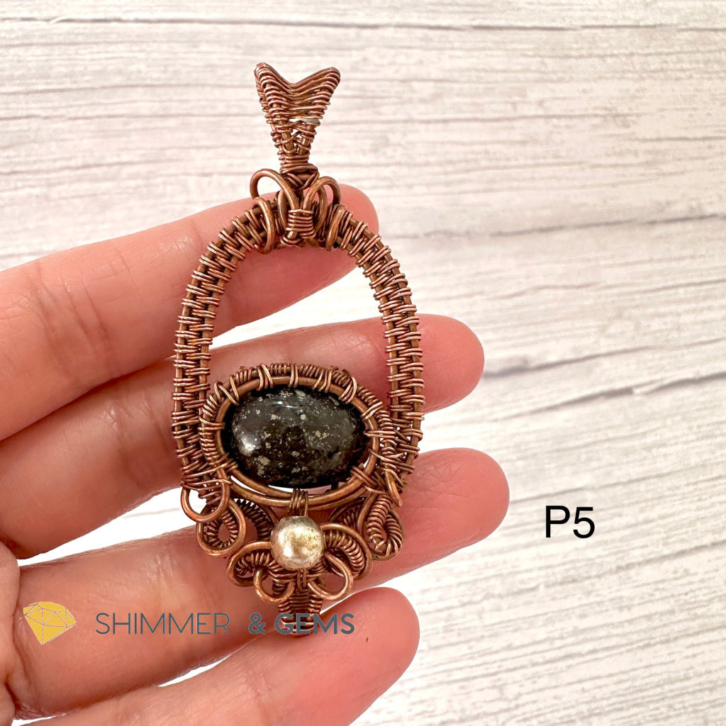 Marcasite (Silver Pyrite) Wire-wrapped Pendant (40-50mm)