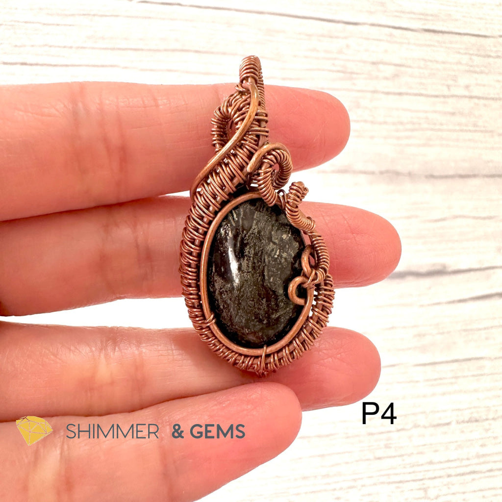 Marcasite (Silver Pyrite) Wire-wrapped Pendant (40-50mm)