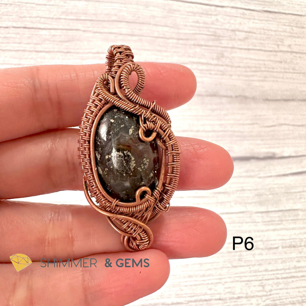 Marcasite (Silver Pyrite) Wire-wrapped Pendant (40-50mm)