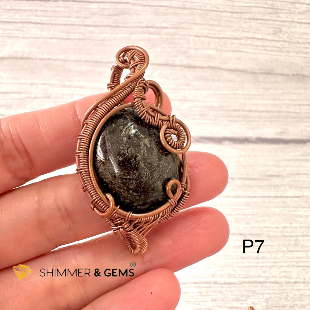 Marcasite (Silver Pyrite) Wire-wrapped Pendant (40-50mm)