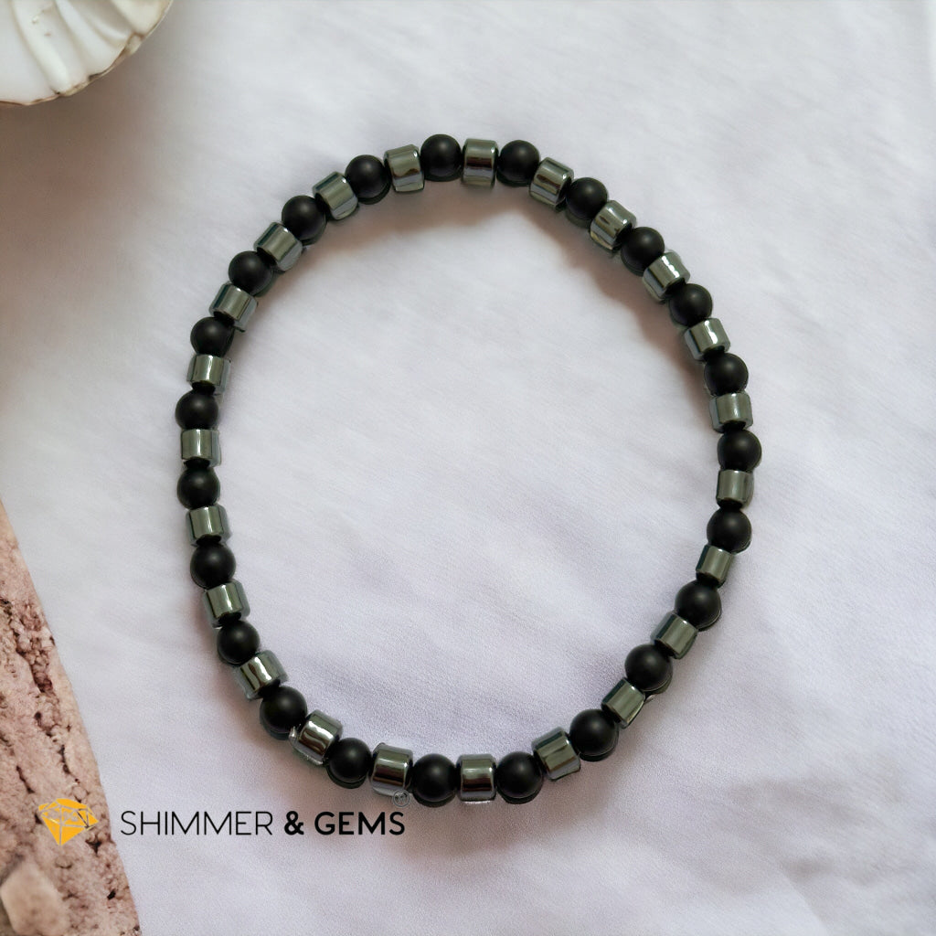 Matte Black Onyx & Hematite Bracelet (Men & Women)