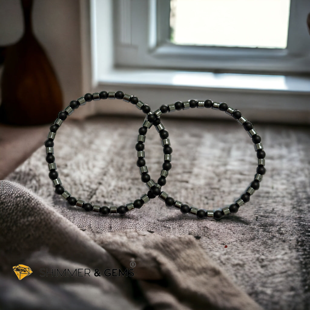 Matte Black Onyx & Hematite Bracelet (Men & Women)