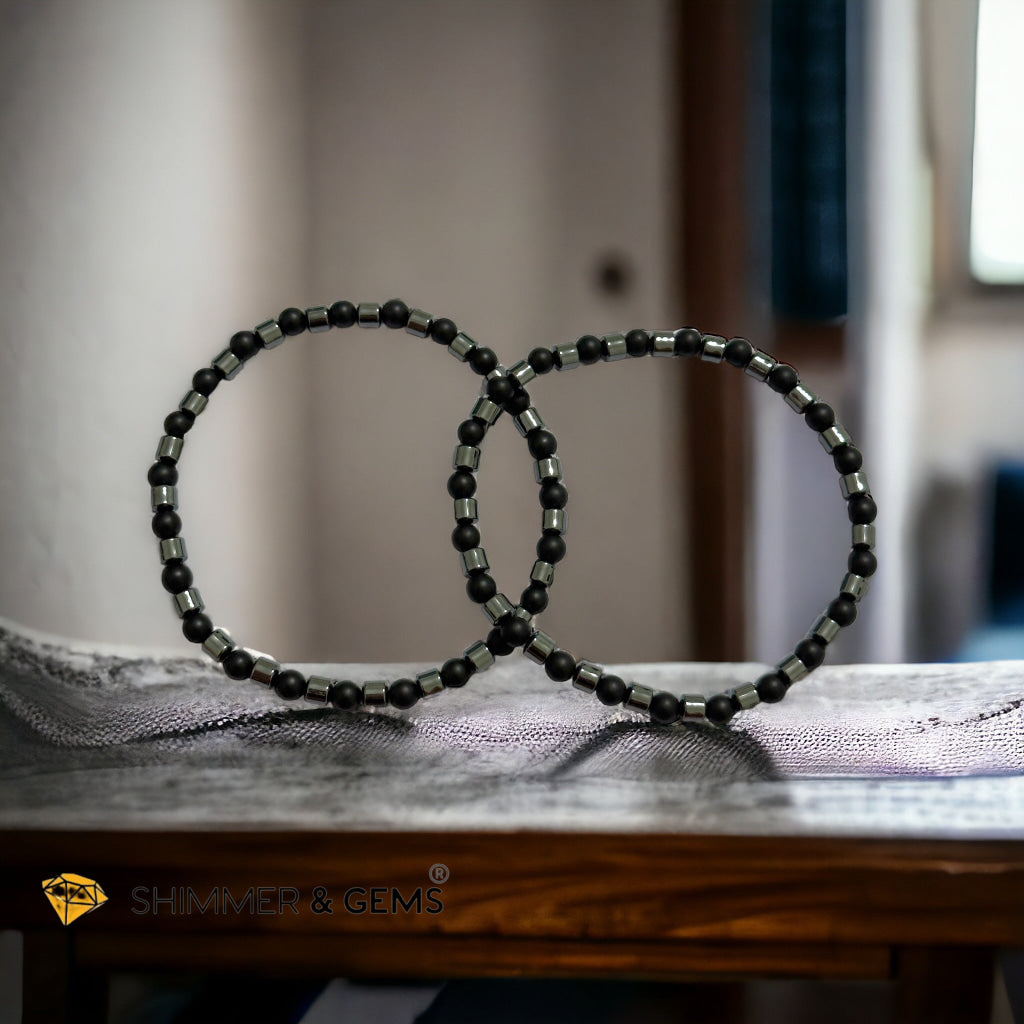 Matte Black Onyx & Hematite Bracelet (Men & Women)