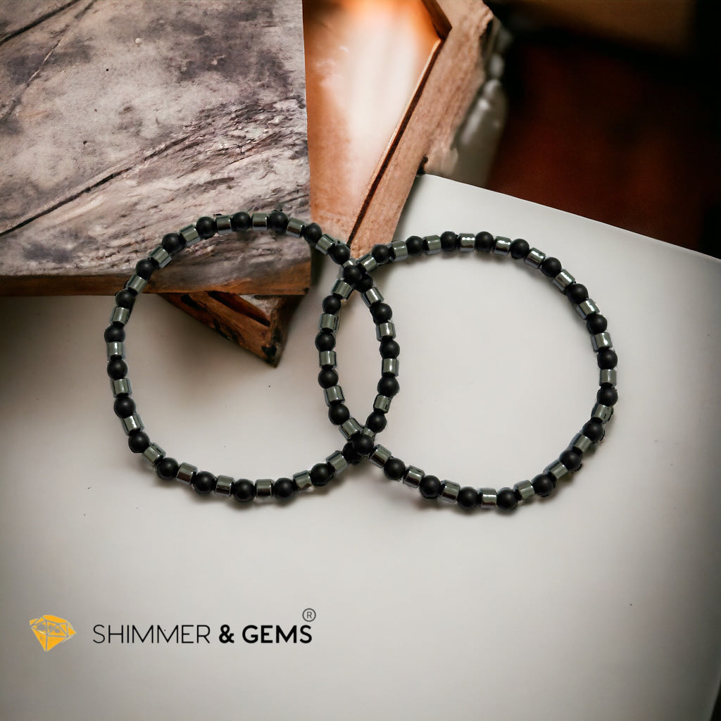 Matte Black Onyx & Hematite Bracelet (Men & Women)