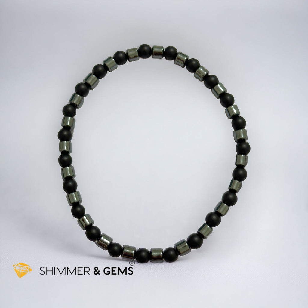 Matte Black Onyx & Hematite Bracelet (Men & Women)