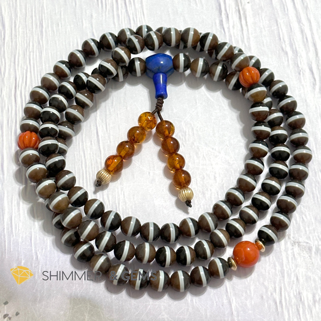Medicine Dzi 108 Mala Beads Necklace (Nepal)