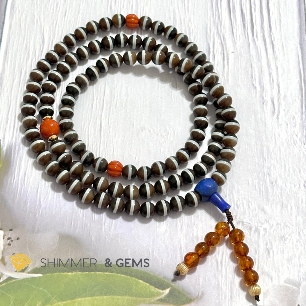 Medicine Dzi 108 Mala Beads Necklace (Nepal)