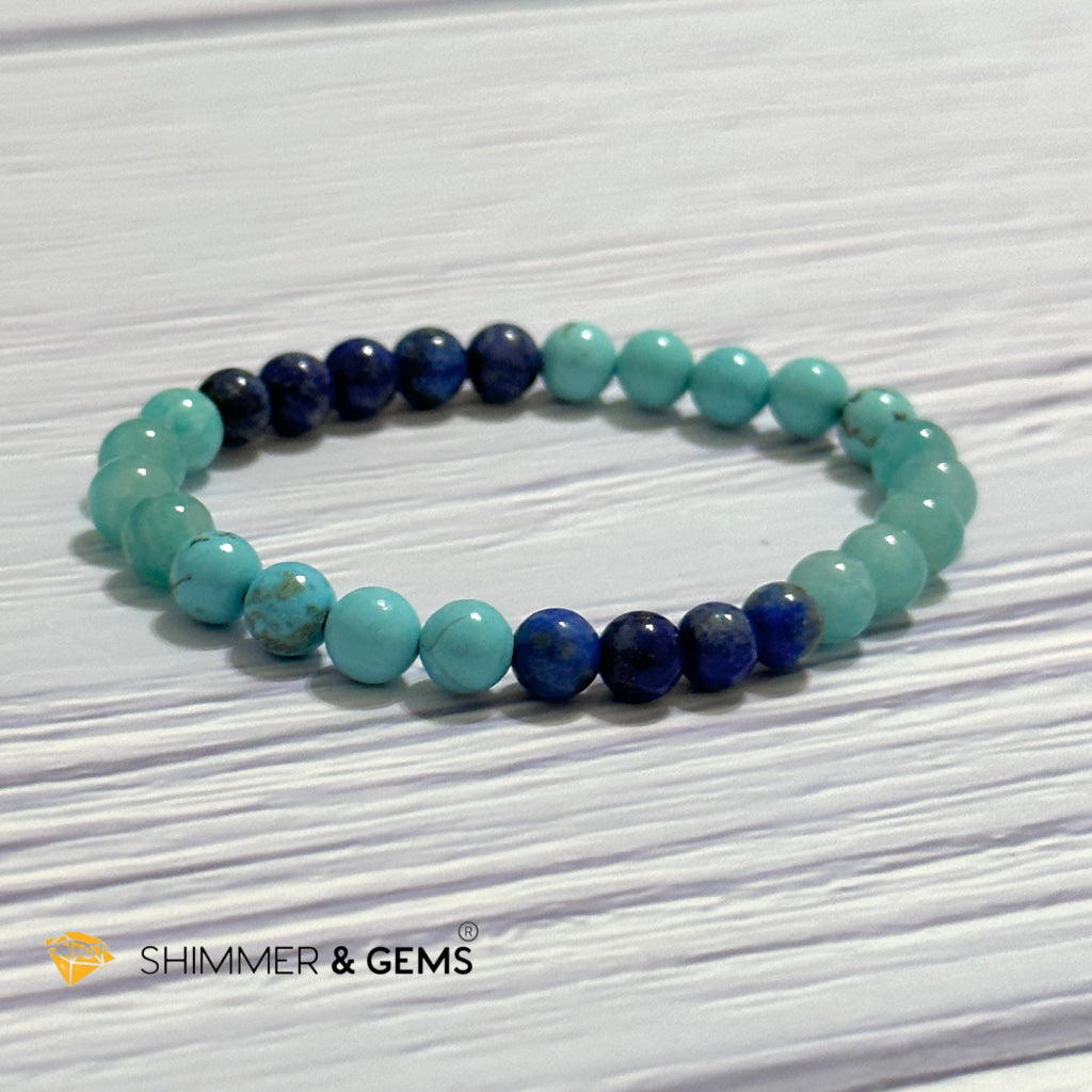 Mental Clarity Remedy Bracelet (Amazonite, Turquoise, Lapis Lazuli 6mm)