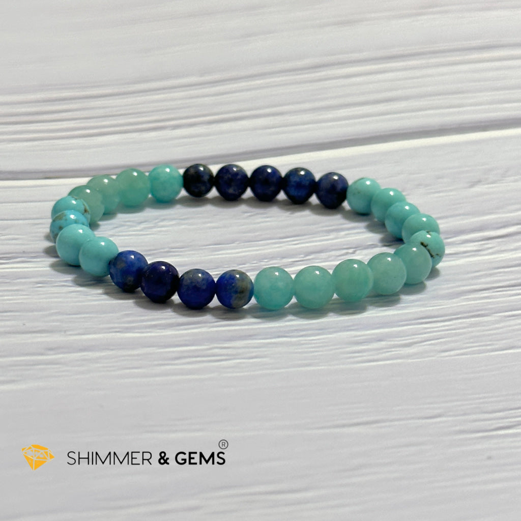 Mental Clarity Remedy Bracelet (Amazonite, Turquoise, Lapis Lazuli 6mm)