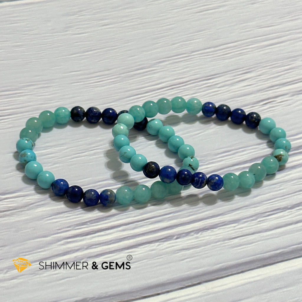 Mental Clarity Remedy Bracelet (Amazonite, Turquoise, Lapis Lazuli 6mm)