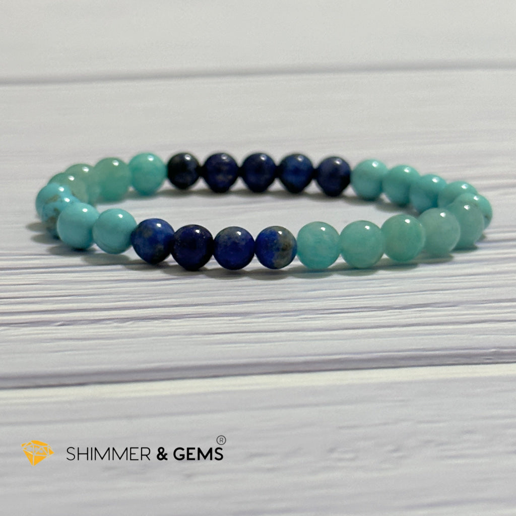 Mental Clarity Remedy Bracelet (Amazonite, Turquoise, Lapis Lazuli 6mm)