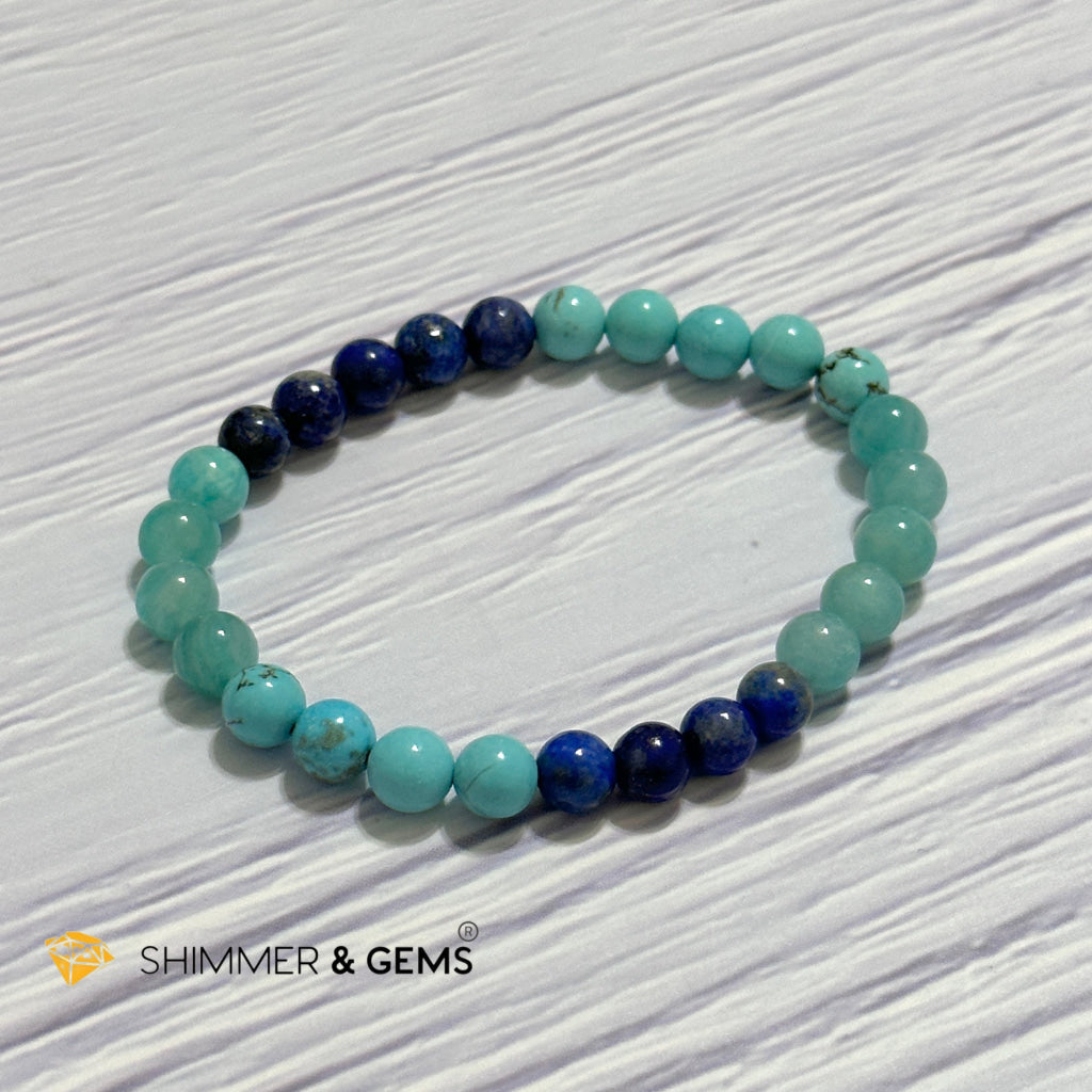 Mental Clarity Remedy Bracelet (Amazonite, Turquoise, Lapis Lazuli 6mm)