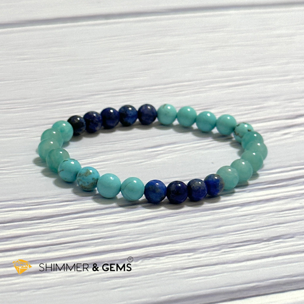 Mental Clarity Remedy Bracelet (Amazonite, Turquoise, Lapis Lazuli 6mm)