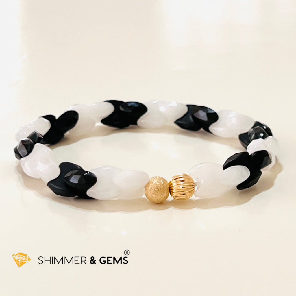 Milky Quartz & Black Agate Chain Healing Bracelet (Cleanse Protect Bracelets