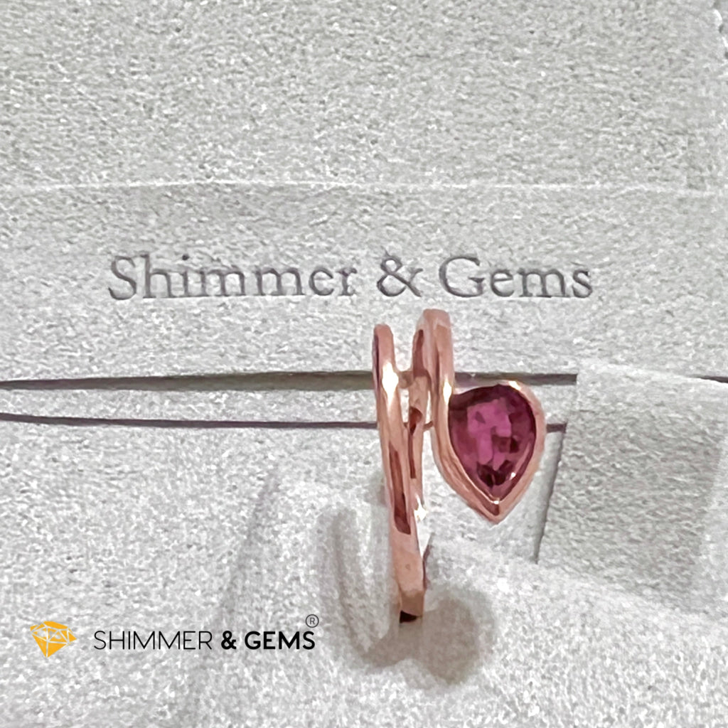 Mixed Tourmaline (Watermelon Tourmaline) Water Drop Rose Gold 925 Silver Ring