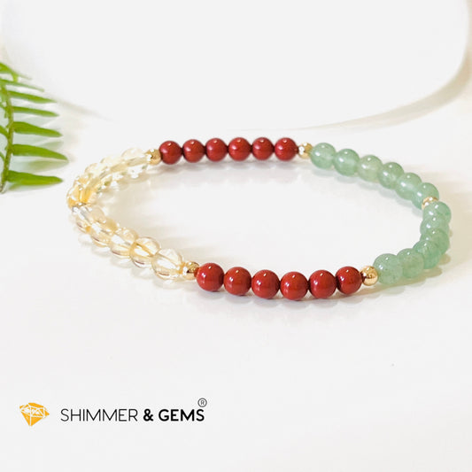 Money Luck 4Mm Bracelet With 14K Gold Filled Beads (Citrine Aventurine & Jasper) Shi