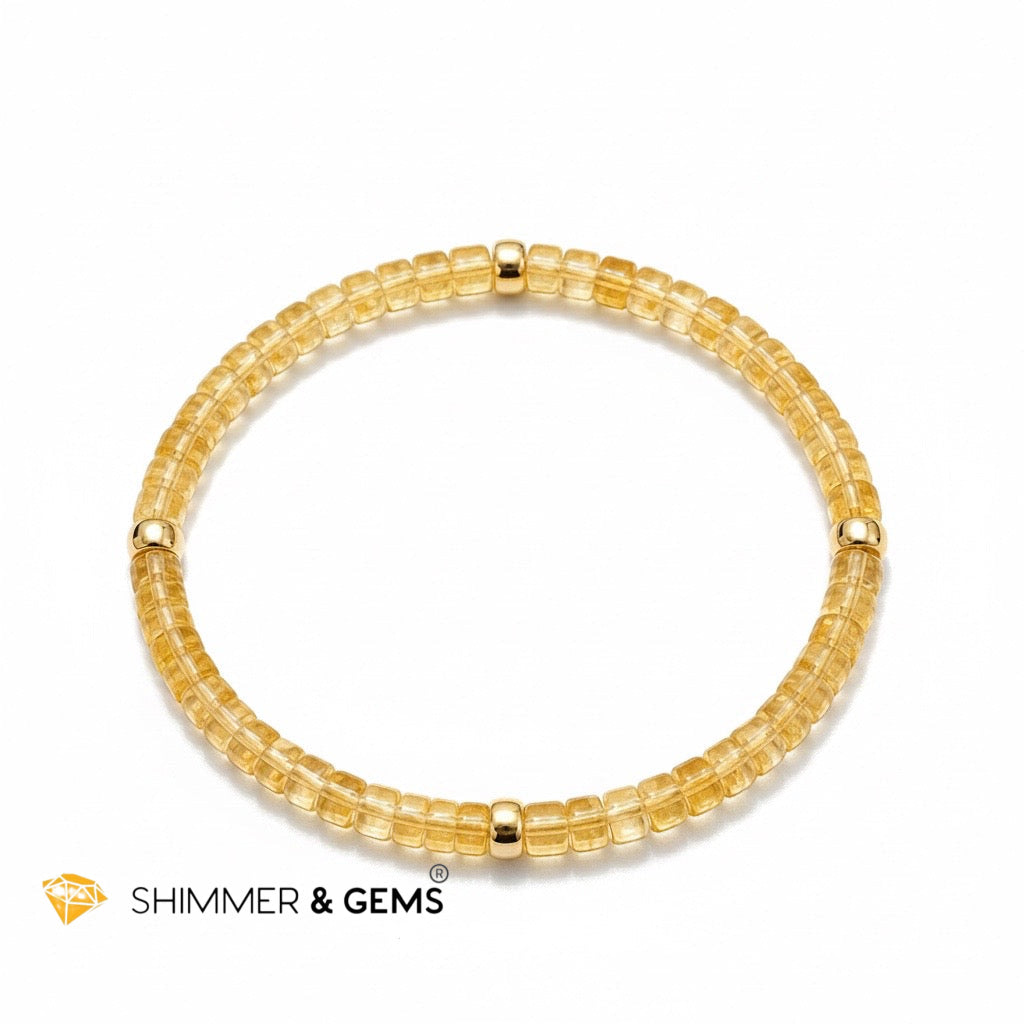 Money Vibes 4mm Flat Rondelle Citrine Bracelet with 14k Gold filled
