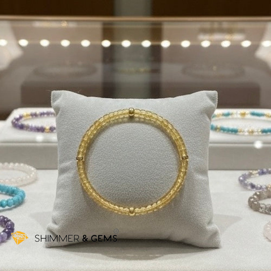 Money Vibes 4mm Flat Rondelle Citrine Bracelet with 14k Gold filled