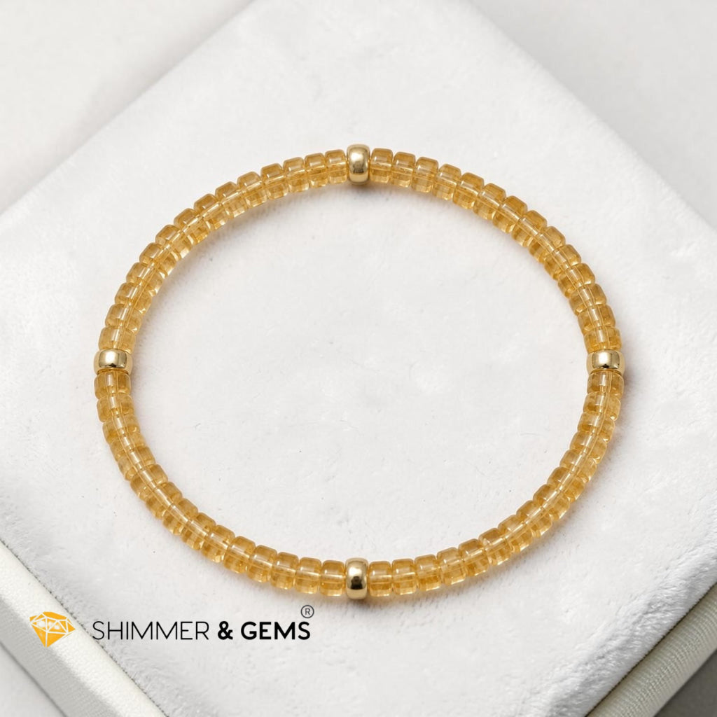 Money Vibes 4mm Flat Rondelle Citrine Bracelet with 14k Gold filled