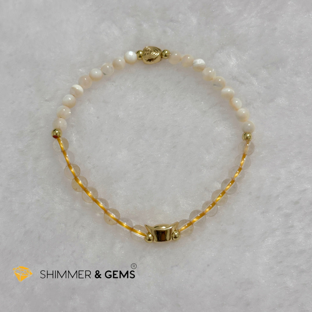 Monkey Animal Zodiac 2024 Goodluck Bracelet (Mother Pearl & Citrine) Feng Shui