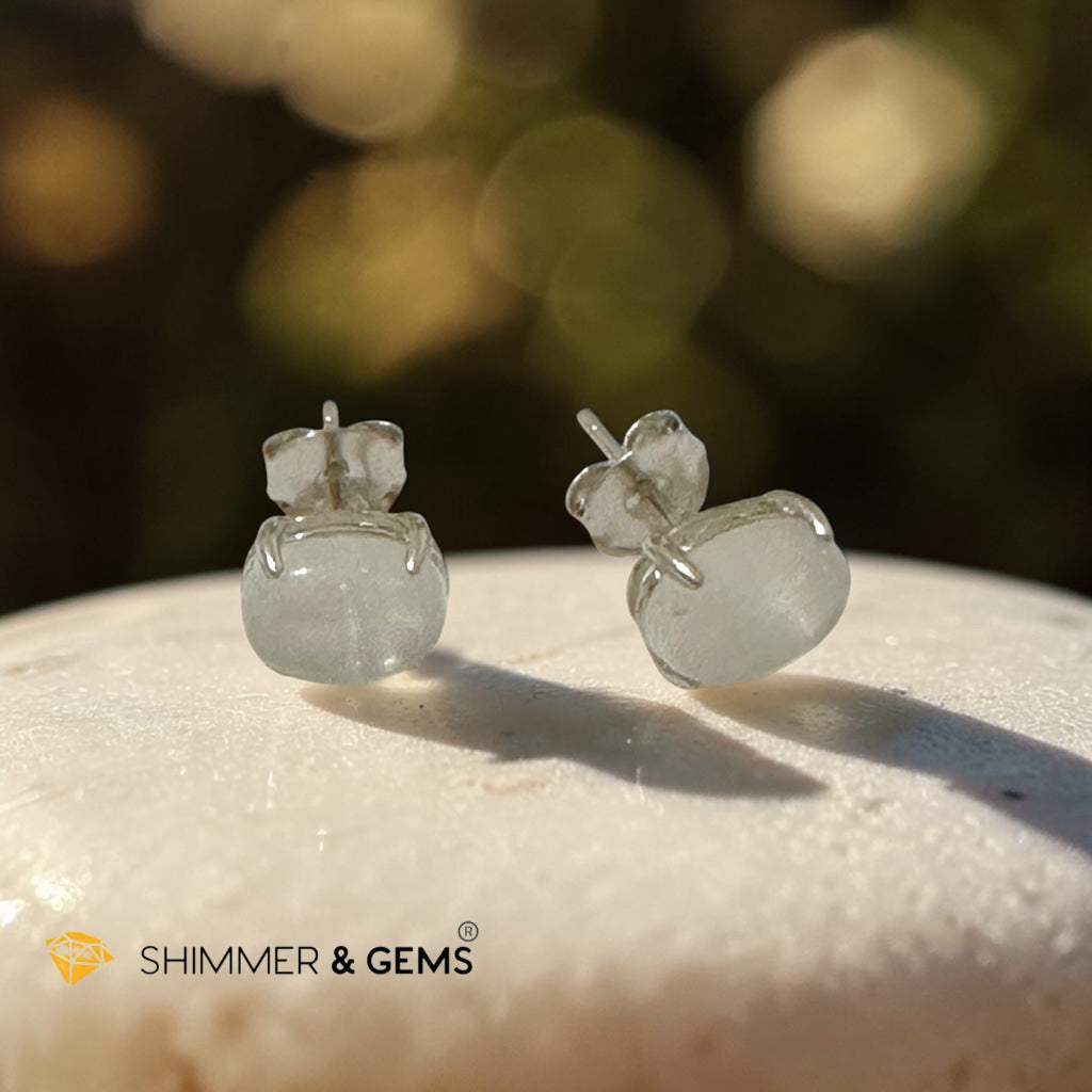 Moonstone 6×8mm Oval 925 Silver Earrings