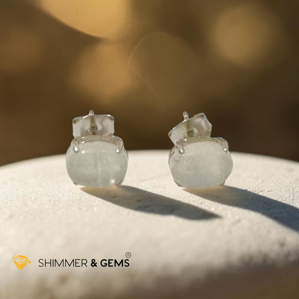 Moonstone 6×8mm Oval 925 Silver Earrings