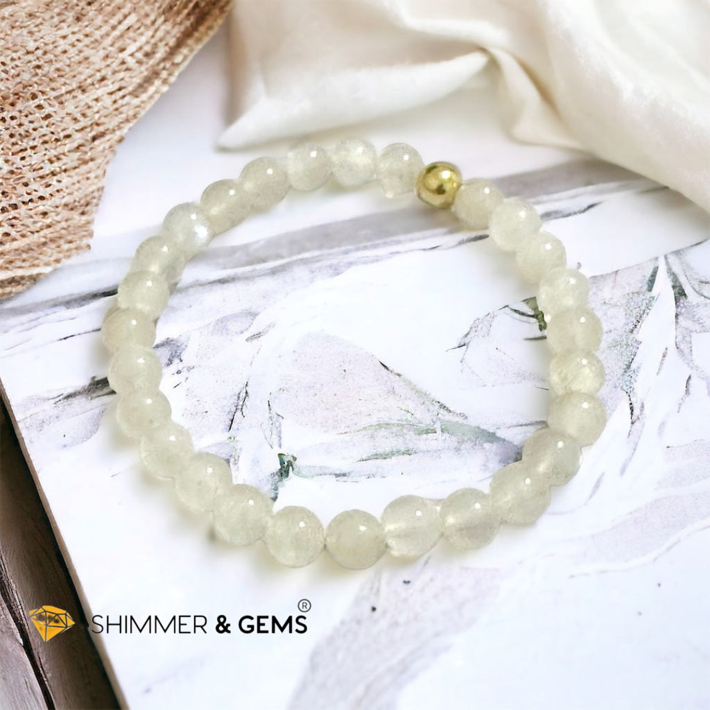 Moonstone 6mm Bracelet with 14k gold filled bead