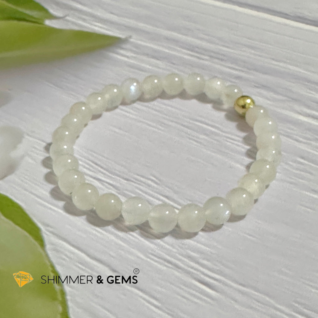 Moonstone 6mm Bracelet with 14k gold filled bead
