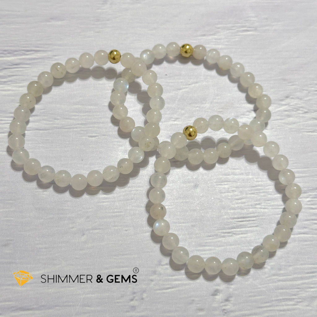 Moonstone 6mm Bracelet with 14k gold filled bead
