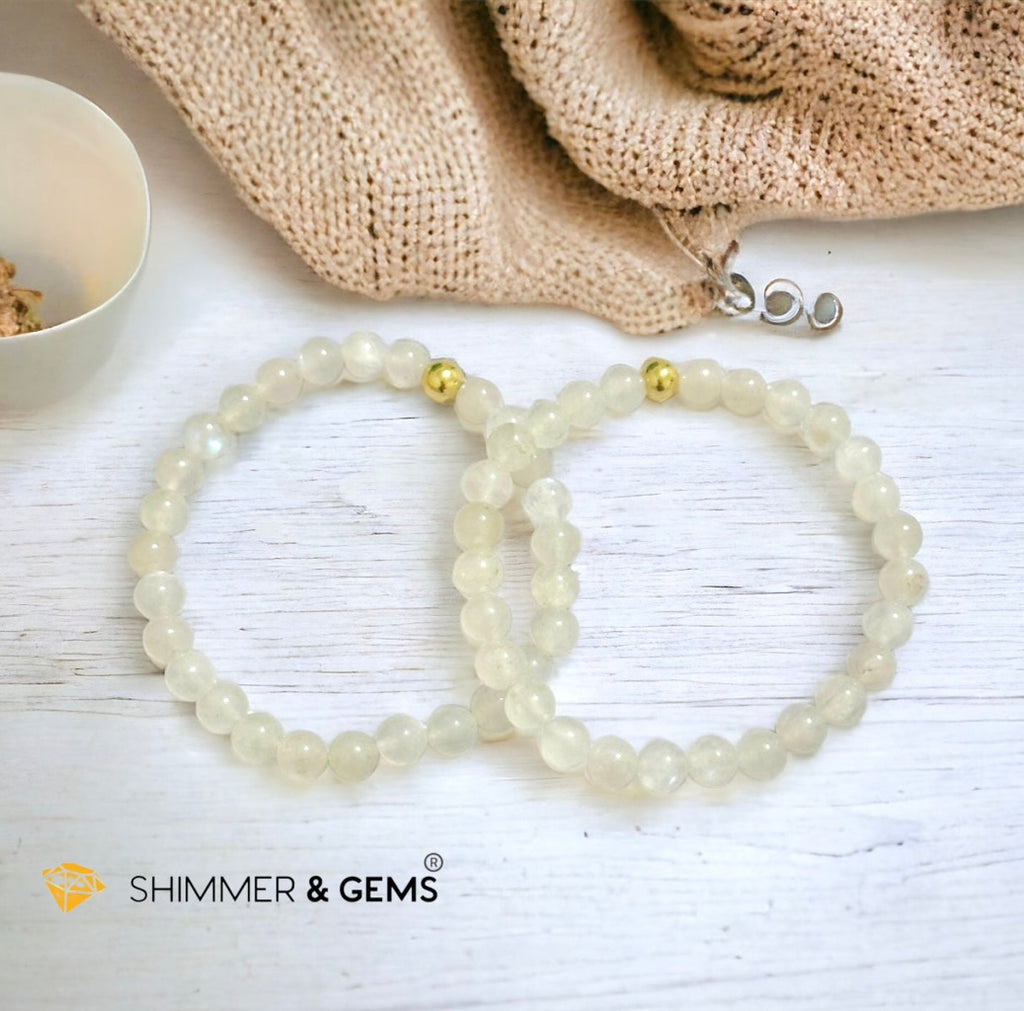 Moonstone 6mm Bracelet with 14k gold filled bead