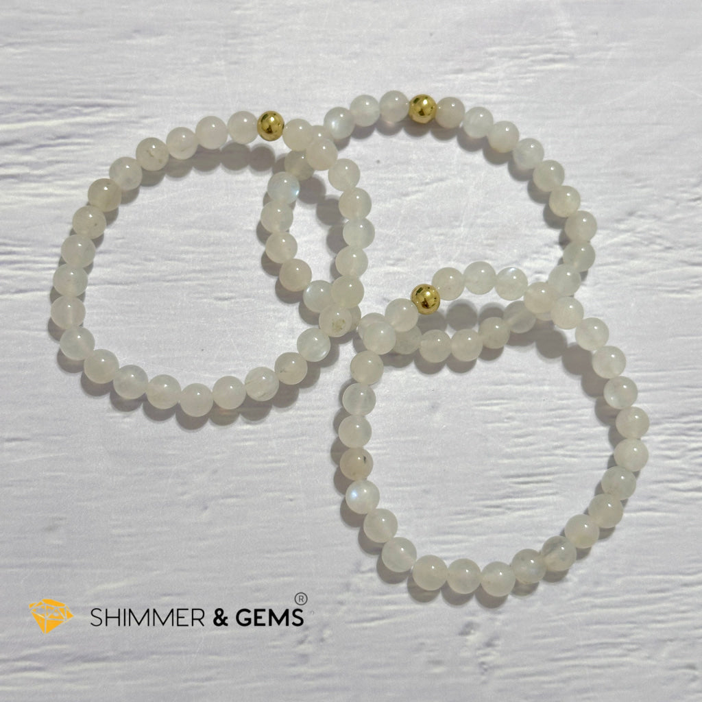 Moonstone 6mm Bracelet with 14k gold filled bead