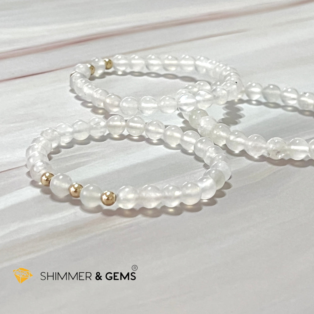Moonstone 6Mm With 14K Gold Filled Bracelet (Aura Glow)